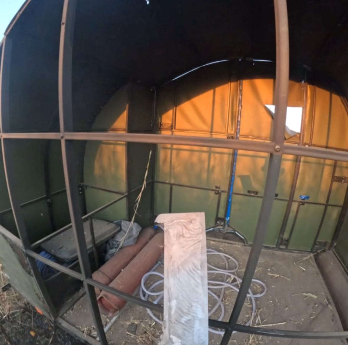 Damaged AB12 complex after drone strike — exterior view