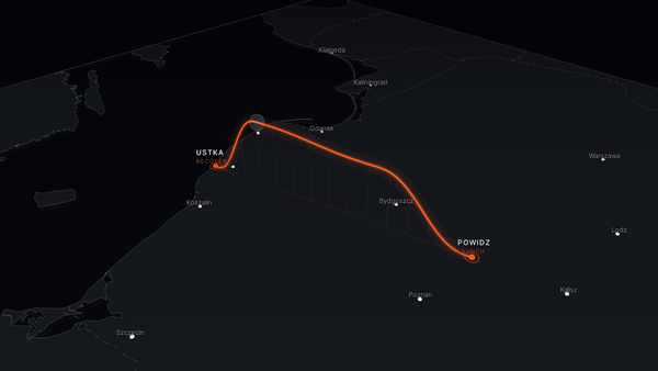 3D map of the Baltic region showing the micro-HAB flight from Powidz, Poland to recovery near Ustka